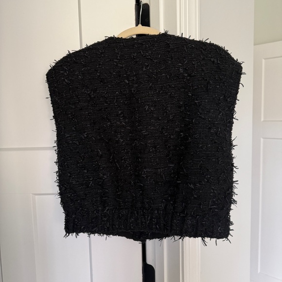 ASTR the Label Black Sleeveless Pedrine Tweed Vest button front top - Picture 6 of 6